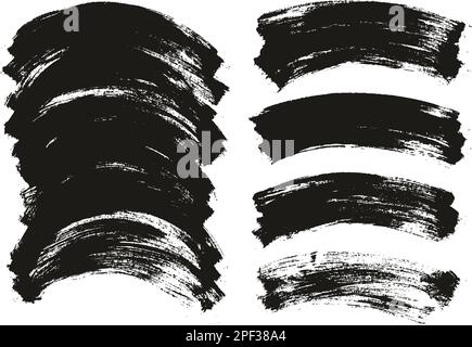 Flat Paint Brush Thin Long Curved Background Mix High Detail Abstract Vector Background Mix Set Stock Vector