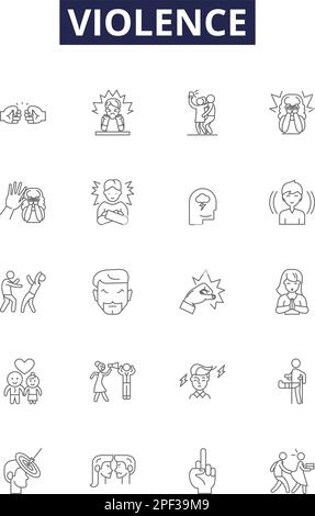 Violence abuse icons set. Outline set of violence abuse vector icons ...