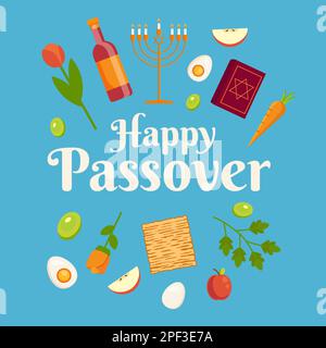 happy passover illustration in flat design style Stock Vector