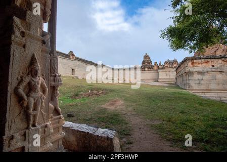 Raghunatha Temple on Malyavanta Hill in Hampi. Hampi, the capital of the Vijayanagar Empire, is a UNESCO World Heritage site. Stock Photo