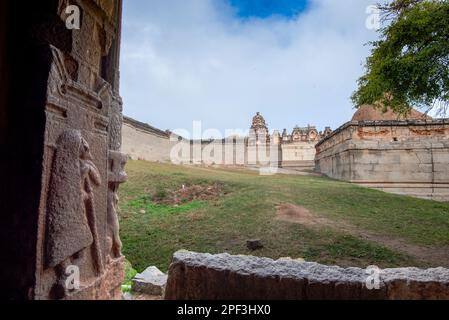 Raghunatha Temple on Malyavanta Hill in Hampi. Hampi, the capital of the Vijayanagar Empire, is a UNESCO World Heritage site. Stock Photo