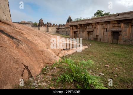 Raghunatha Temple on Malyavanta Hill in Hampi. Hampi, the capital of the Vijayanagar Empire, is a UNESCO World Heritage site. Stock Photo