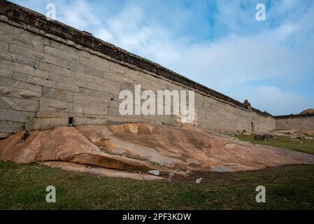 Raghunatha Temple on Malyavanta Hill in Hampi. Hampi, the capital of the Vijayanagar Empire, is a UNESCO World Heritage site. Stock Photo