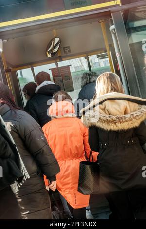 Sandnes, Norway, March 10 2023, People Boarding A Public Transport Bus In Sandnes Norway Stock Photo