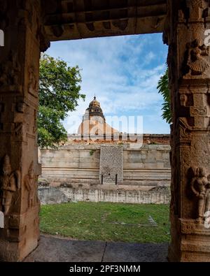 Raghunatha Temple on Malyavanta Hill in Hampi. Hampi, the capital of the Vijayanagar Empire, is a UNESCO World Heritage site. Stock Photo