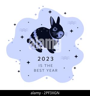 Black water rabbit, the symbol of 2023 year, illustration Stock Vector