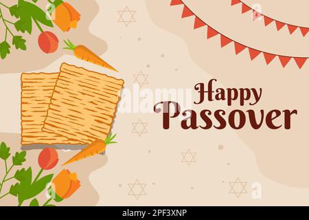 happy passover horizontal banner illustration in flat design Stock Vector