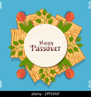 passover illustration greeting card with flower and bread Stock Vector