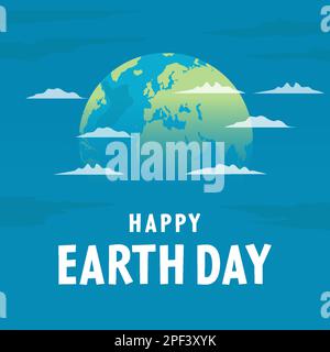 happy earth day greeting card illustration in flat style Stock Vector