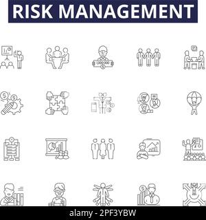 Cost control and reduction line icons collection. Efficiency ...