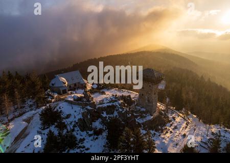 Aerial view of Wysoki Kamien in Karkonosze mountains in Poland Stock Photo