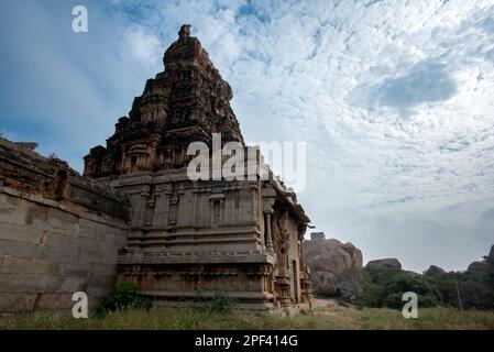 Raghunatha Temple on Malyavanta Hill in Hampi. Hampi, the capital of the Vijayanagar Empire, is a UNESCO World Heritage site. Stock Photo