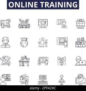 Tutorials line vector icons and signs. Guides, Education, Instructions ...