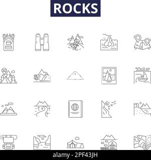 Rocks line icons, signs, vector set, linear concept, outline ...