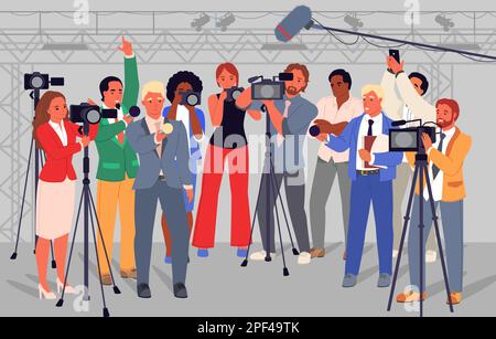 Crowd of journalists and reporters vector illustration Stock Vector