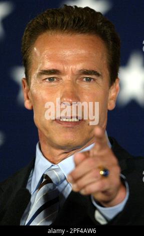 Governor Arnold Schwarzenegger holds a press conference Thursday Oct. 2