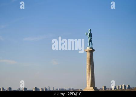 Belgrade, Serbia December 15, 2022: View of Kalemegdan and the monument to the winner Belgrade, Serbia. Kalemegdan fortress landscape Stock Photo