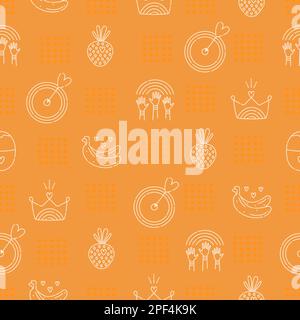 Lgbt seamless pattern, vector, orange background Stock Vector