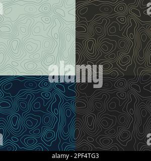 Topography patterns. Seamless elevation map tiles. Amazing isoline background. Trendy tileable patterns. Vector illustration. Stock Vector