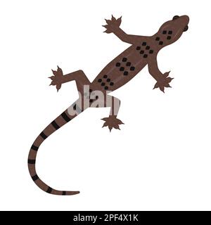 Brown leopard gecko, cute colorful illustration Stock Vector