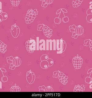 Juicy berries, sophisticated pink seamless pattern Stock Vector