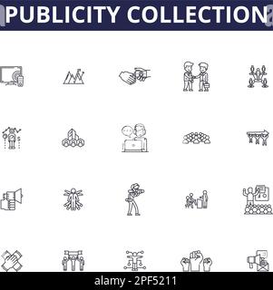 Publicity collection line vector icons and signs. collection, advertising, vector, marketing, business, set, illustration,communication outline vector Stock Vector