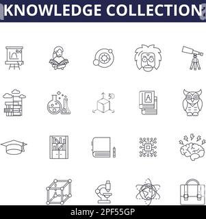 Knowledge acquisition line icons collection. Learning, Education ...