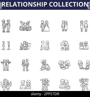 Kinship affinity line icons collection. Family, Relation, Bond ...