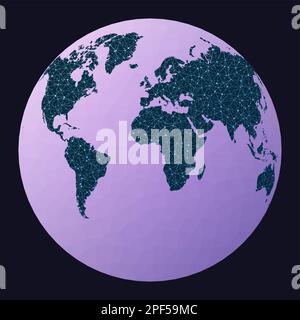 Abstract telecommunication world map. Gilbert's two-world perspective projection. Network map. Stock Vector