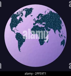 Abstract telecommunication world map. Gilbert's two-world perspective projection. Network map. Stock Vector