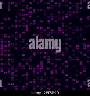 Digital cover. Magenta sparse hexadecimal pairs background. Medium sized seamless pattern. Modern vector illustration. Stock Vector