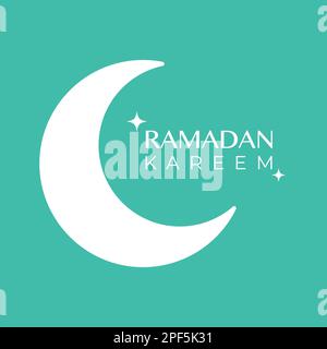Ramadan Kareem. Greeting card with moon and stars. Vector illustration, flat design Stock Vector