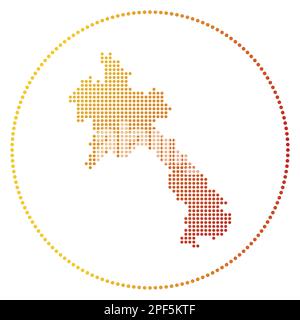Laos digital badge. Dotted style map of Laos in circle. Tech icon of the country with gradiented dots. Awesome vector illustration. Stock Vector