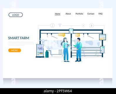 Smart farm vector website landing page design template Stock Vector