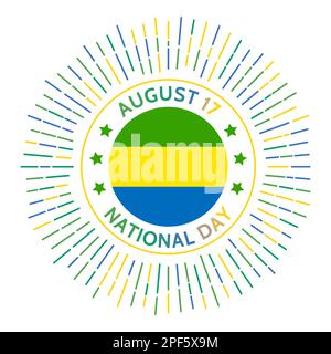 Gabon national day badge. Independence from France in 1960. Celebrated on August 17. Stock Vector