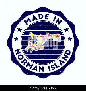 Made in Norman Island. Island round stamp. Seal of Norman Island with border shape. Vintage badge with circular text and stars. Vector illustration. Stock Vector