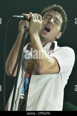 Pearl Jam singer Eddie Vedder performs during a concert in Mexico