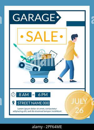 Garage sale advertisement vector banner design template Stock Vector