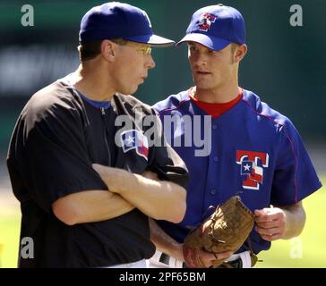 FILE ** Texas Rangers pitching coach Orel Hershiser is shown in this July  17, 2005 file photo, in Oakland, Calif. The Oakland Athletics will  interview Hershiser for their managerial opening. He