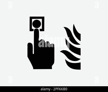 Fire Alarm Button Press Emergency Rescue Call Help Black White Silhouette Sign Symbol Icon Clipart Graphic Artwork Pictogram Illustration Vector Stock Vector