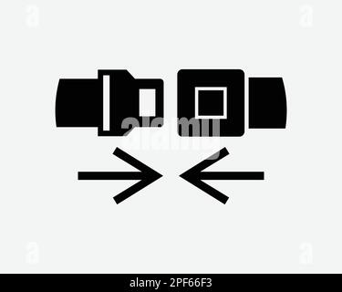 Fasten Seatbelt Sign Icon Reminder Wear Safety Harness Buckle Up Black White Silhouette Symbol Graphic Clipart Artwork Illustration Pictogram Vector Stock Vector