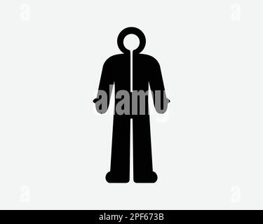 Hazmat Suit Safety Full Body Medical Protection Clothing Black White Silhouette Sign Symbol Icon Clipart Graphic Artwork Pictogram Illustration Vector Stock Vector