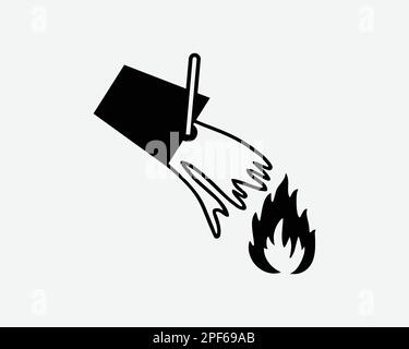 Extinguish Fire Water Bucket Pail Put Out Douse Flames Black White Silhouette Symbol Icon Sign Graphic Clipart Artwork Illustration Pictogram Vector Stock Vector