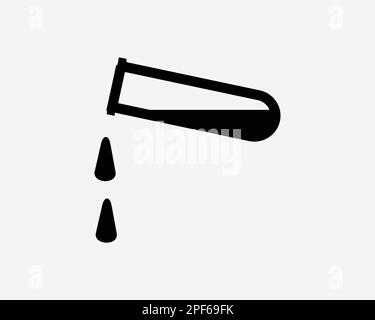 Test Tube Drip Icon Dripping Drop Droplets Liquid Substance Black White Silhouette Symbol Sign Graphic Clipart Artwork Illustration Pictogram Vector Stock Vector