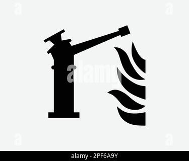 Fire Monitor Extinguisher Firefighting Equipment Hydrant Black White Silhouette Sign Symbol Icon Clipart Graphic Artwork Pictogram Illustration Vector Stock Vector