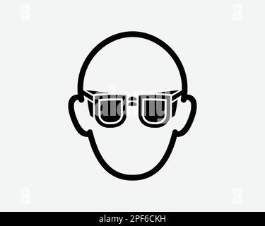 Man Wearing Sunglasses Eye Protection Glasses Goggles Black White Silhouette Sign Symbol Icon Clipart Graphic Artwork Pictogram Illustration Vector Stock Vector