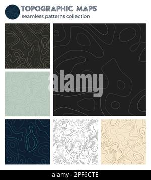 Topographic maps. Beautiful isoline patterns, seamless design. Attractive tileable background. Vector illustration. Stock Vector