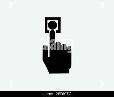 Push Button Call Hand Finger Press Click Point Ring Doorbell Black White Silhouette Sign Symbol Icon Clipart Artwork Pictogram Illustration Vector Stock Vector