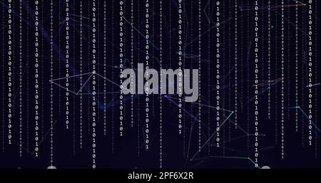 Image of binary coding over network of connections Stock Photo