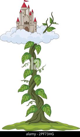 Castle with bean sprout in the clouds Stock Vector